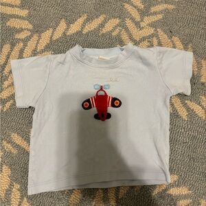 squiggle light blue airplane little boy shirt